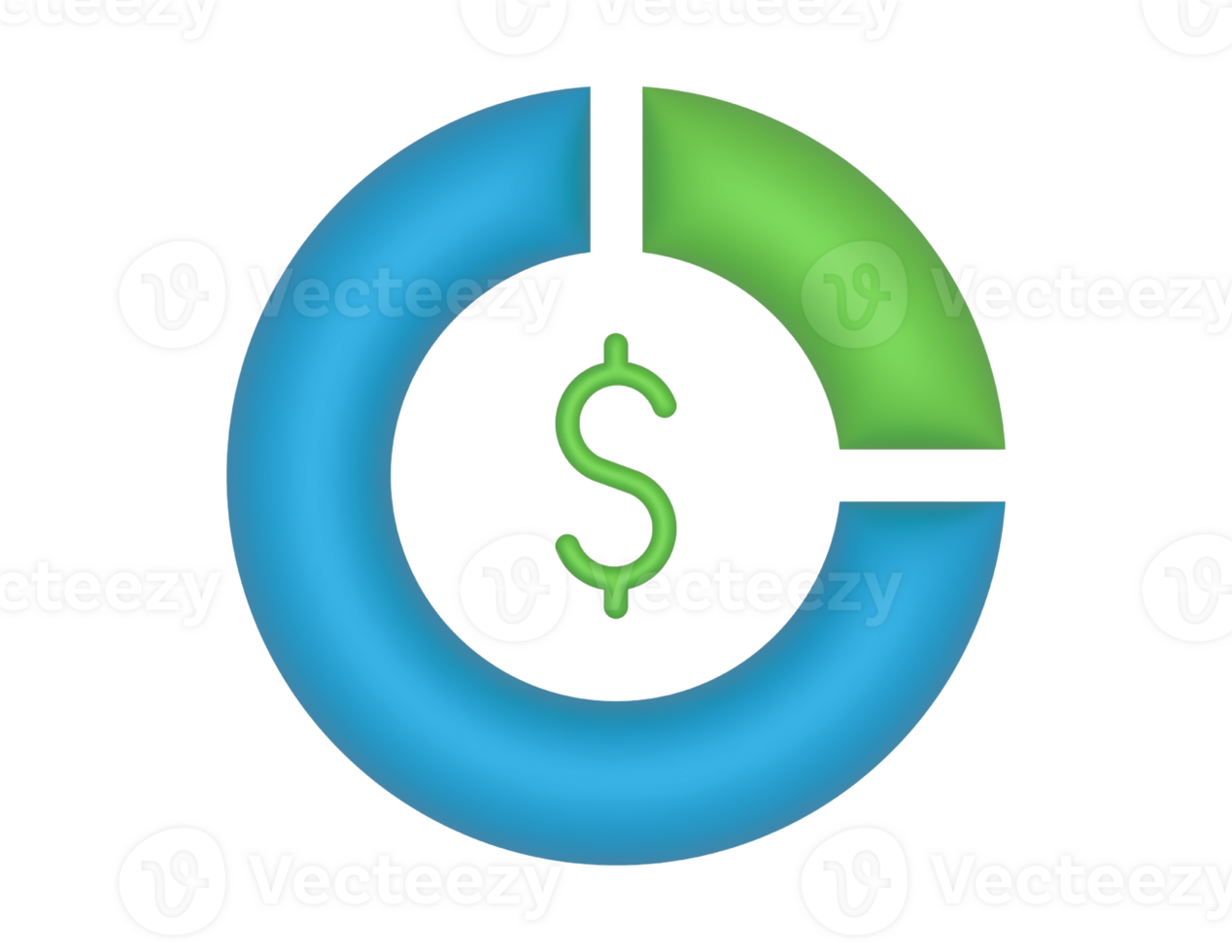 3d Circular Pie Chart And Dollar on a transparent background png