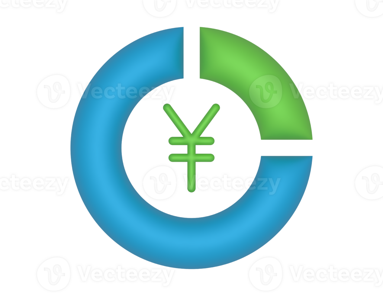 3d Circular Pie Chart And Yuan on a transparent background png