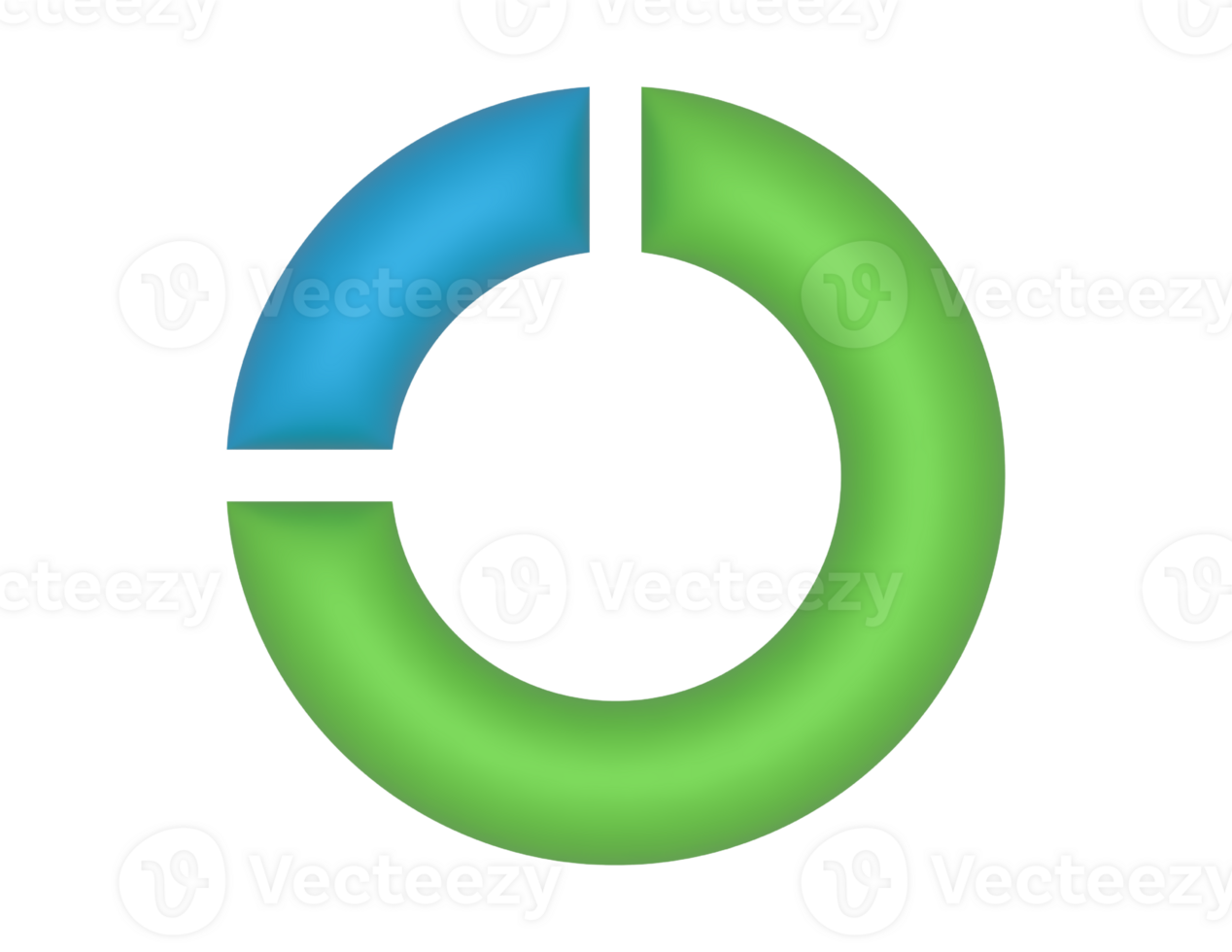 3d Circular Pie Chart 75 Percent on a transparent background png