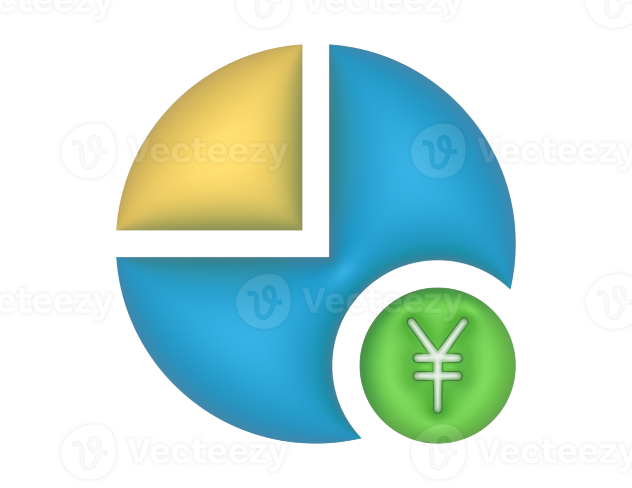 3d Pie Chart 75 Percent And Yuan on a transparent background png