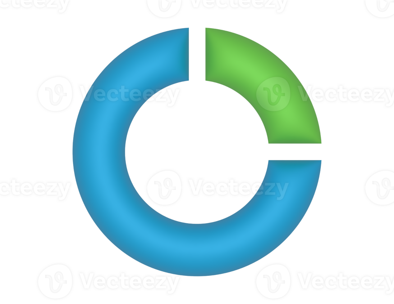 3d Circular Pie Chart 25 Percent on a transparent background png