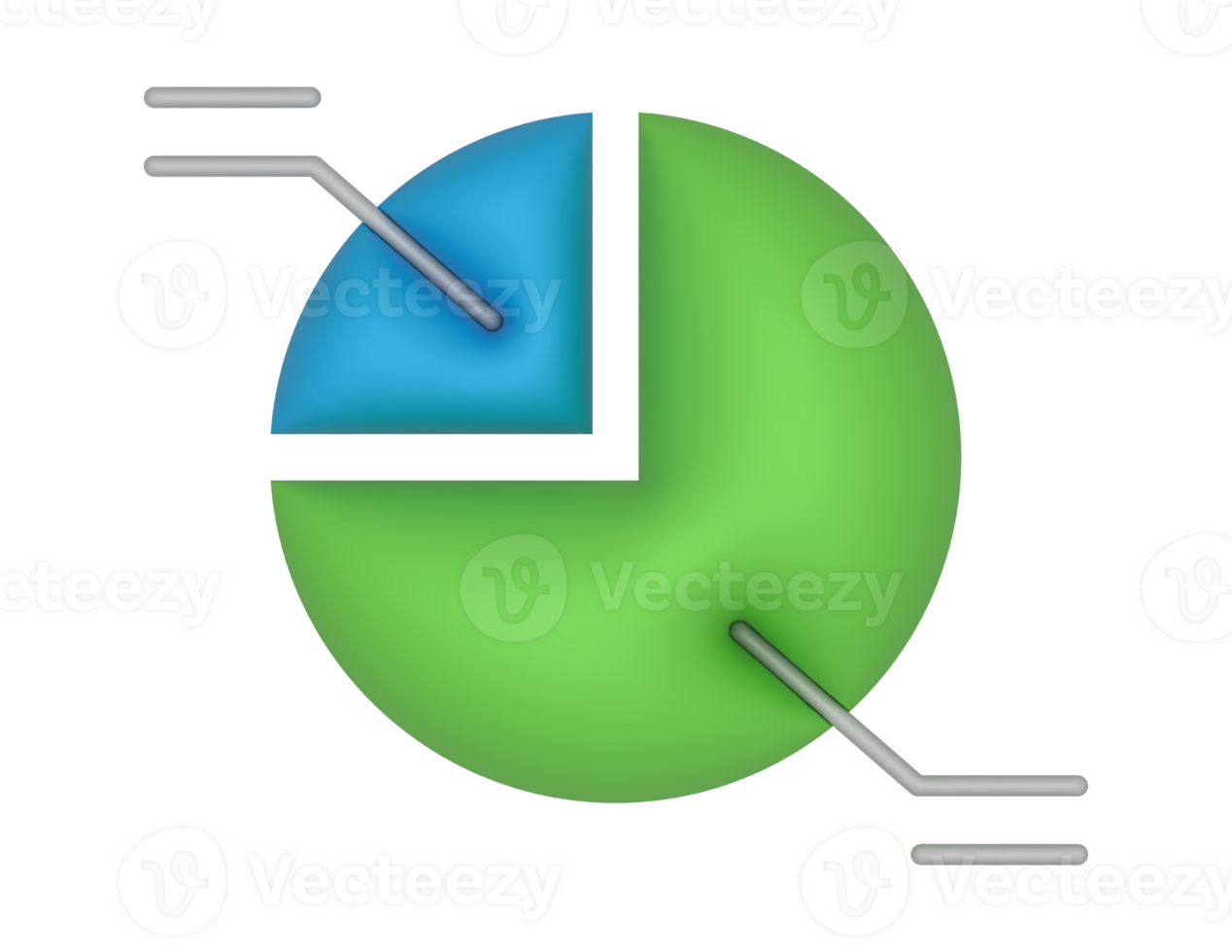 3d tarte graphique 75 pour cent et Statistiques sur une transparent Contexte png