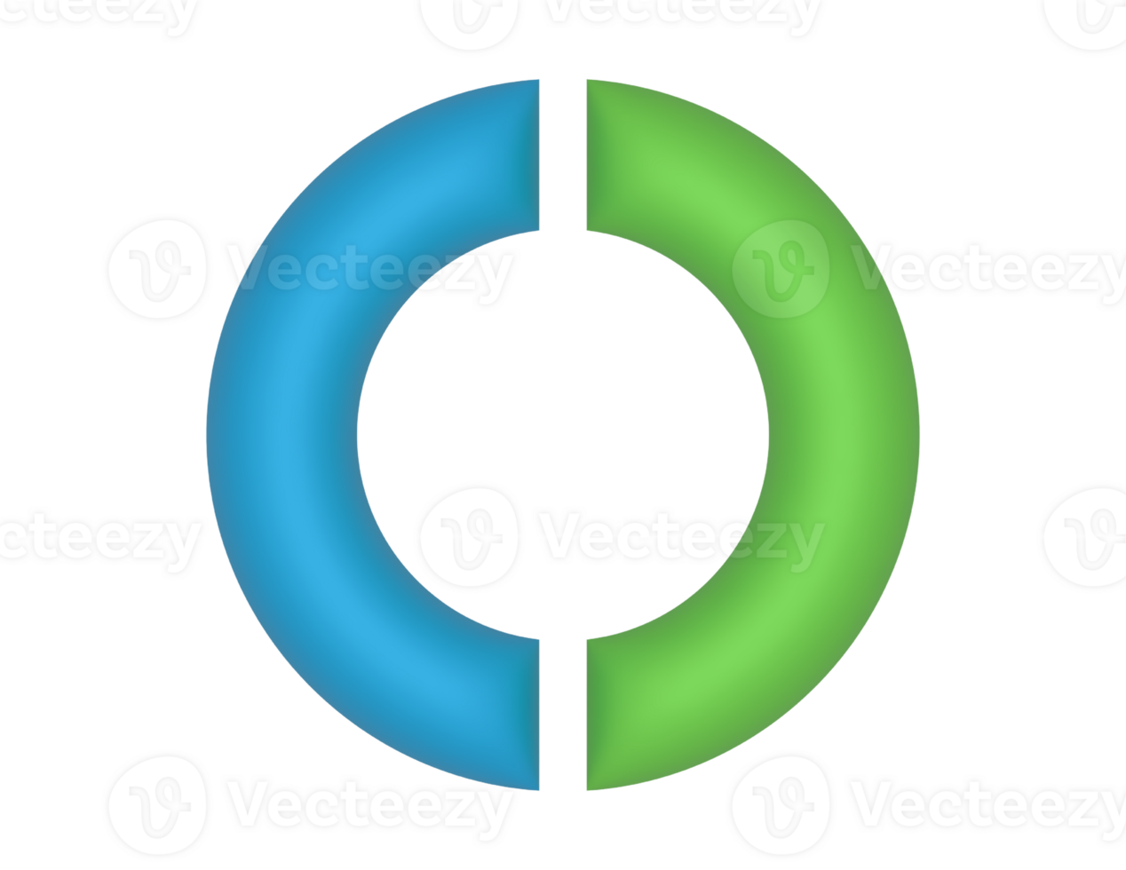 3d Circular Pie Chart 50 Percent on a transparent background png