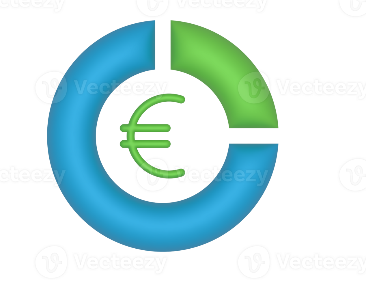3d cirkulär paj Diagram och euro på en transparent bakgrund png