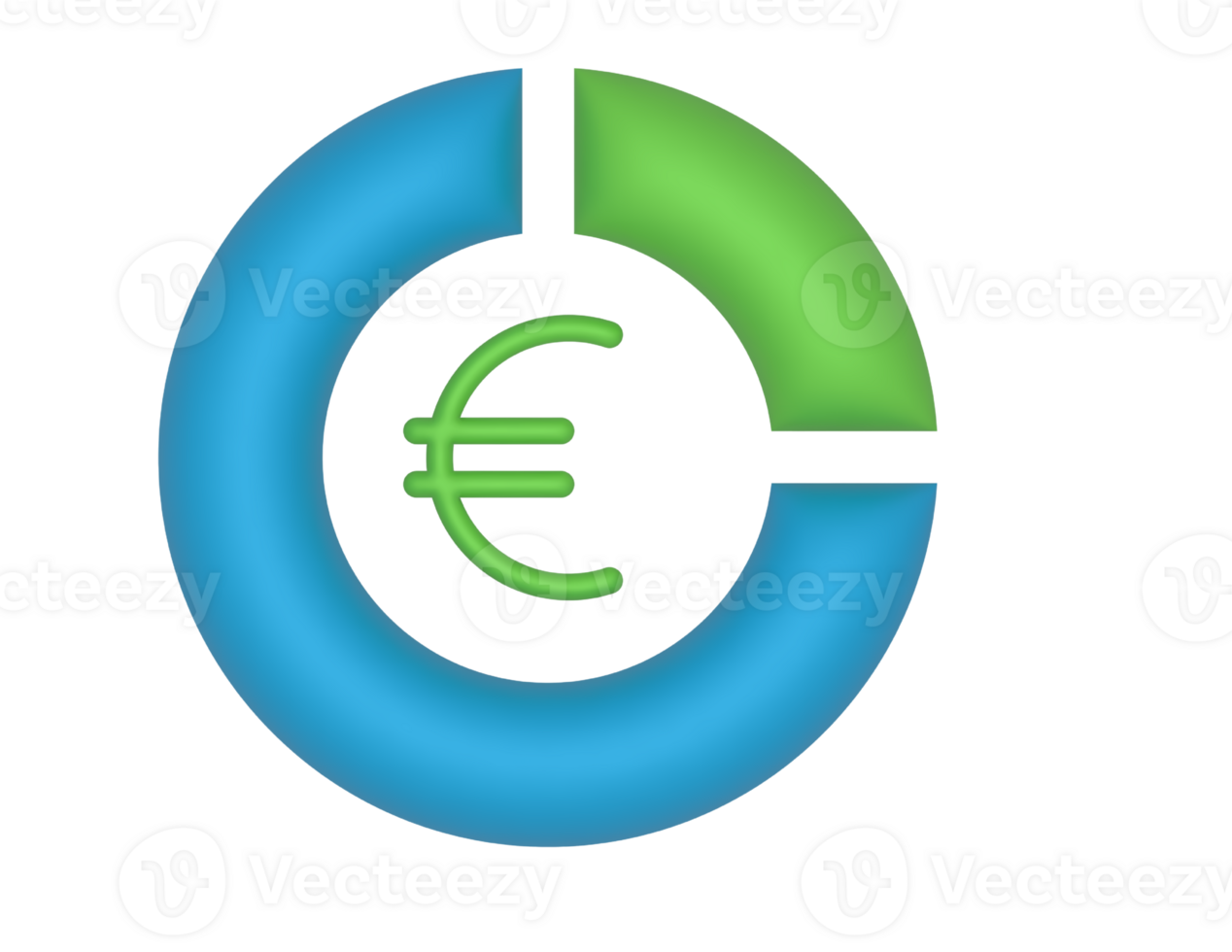 3d Circular Pie Chart And Euro on a transparent background png