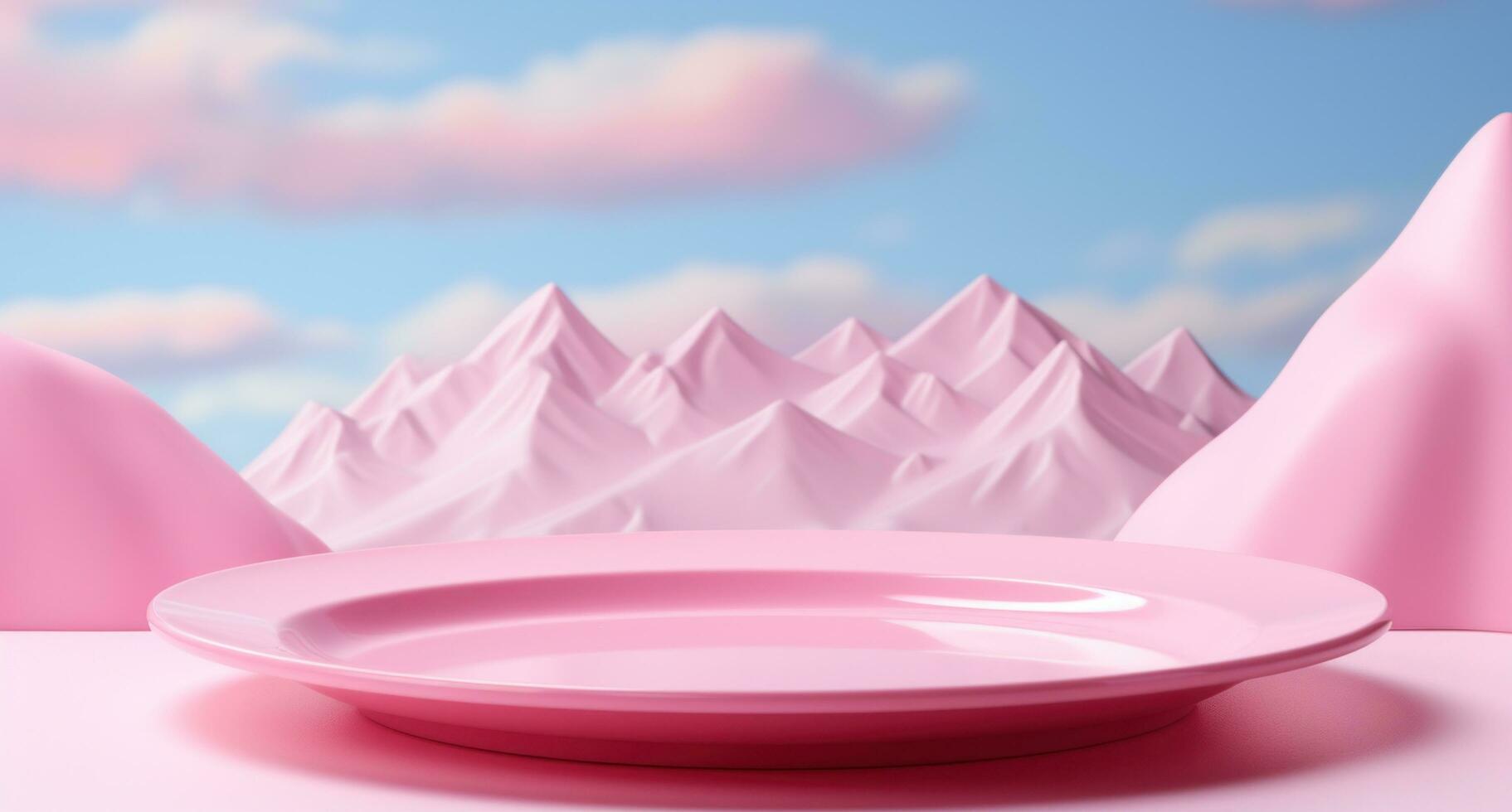 AI generated a pink styrofoam dish with a pink background photo