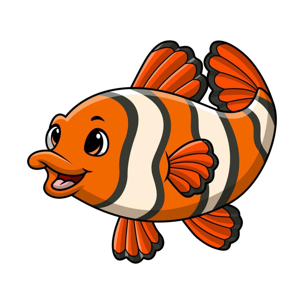 Cute clown fish cartoon on white background vector