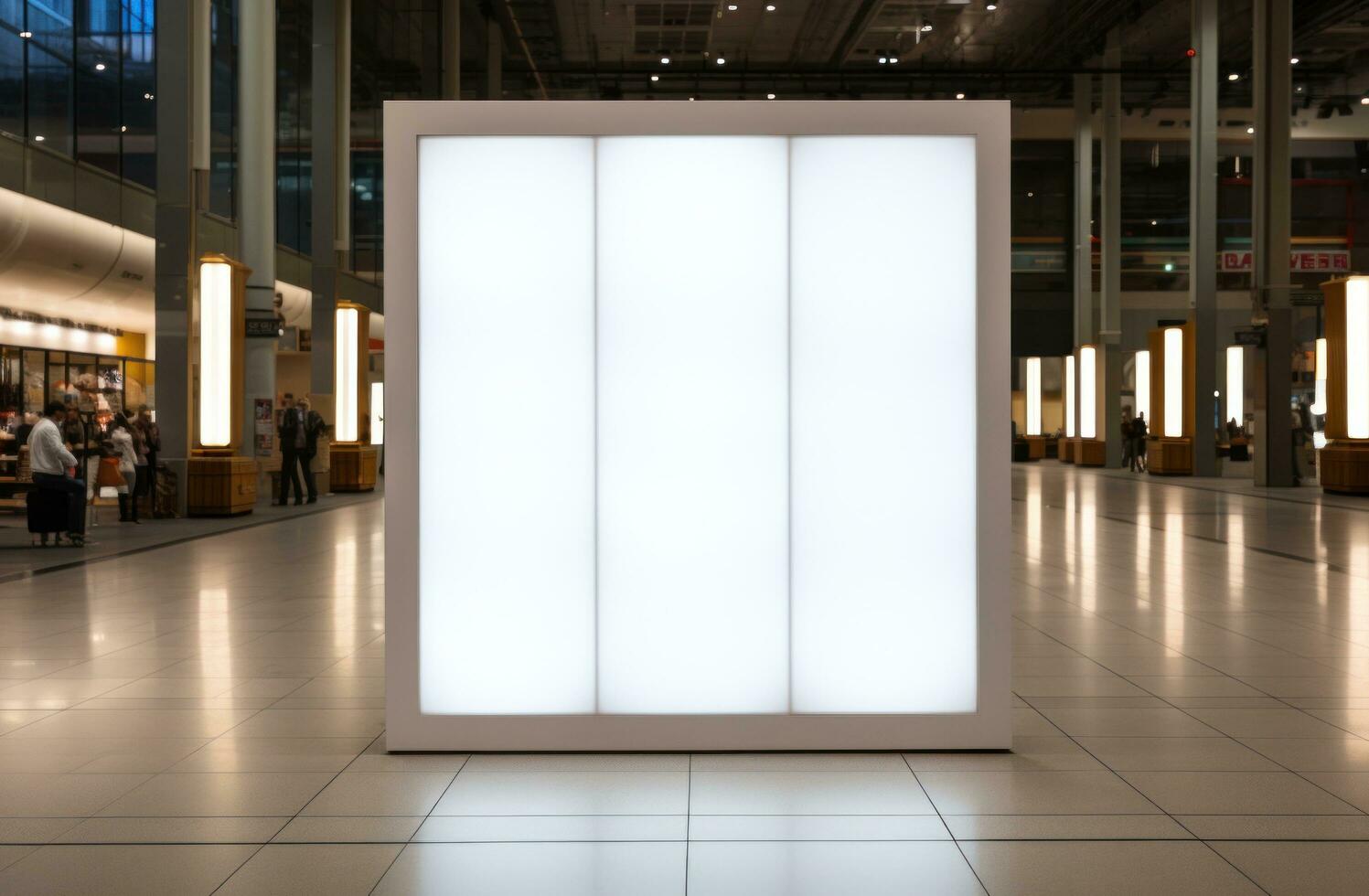 AI generated a giant white pillar in a store mall photo