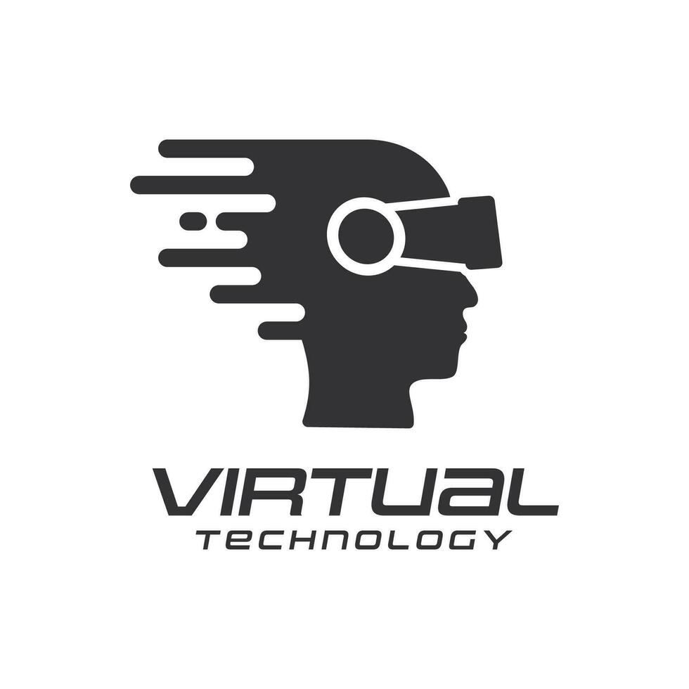 Creative virtual reality logo vector illustration isolated white background