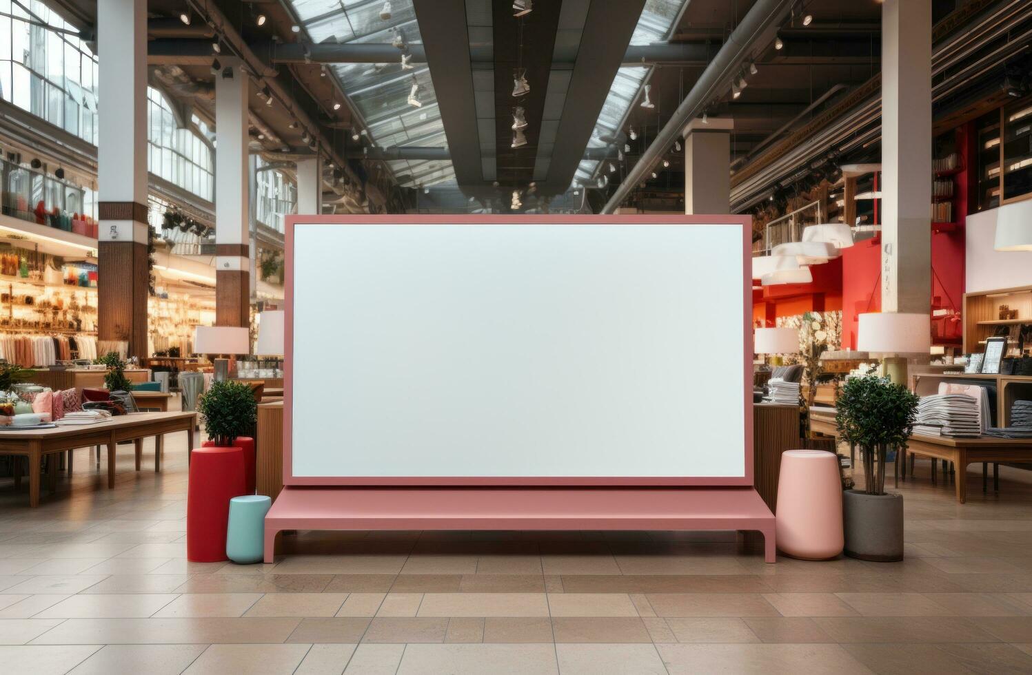 AI generated a large blank board located in a store photo
