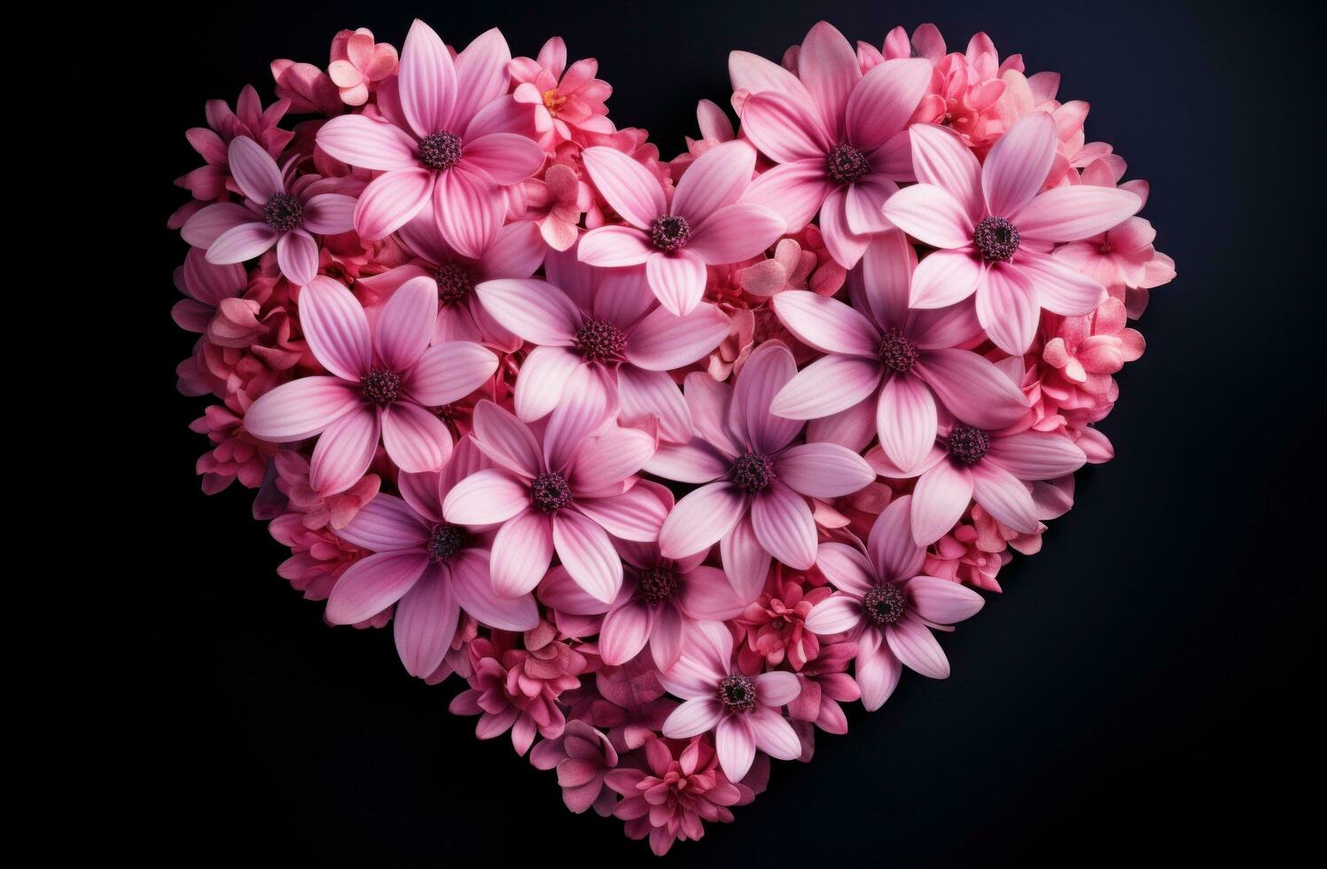 AI generated a heart shaped flower with pink flowers photo