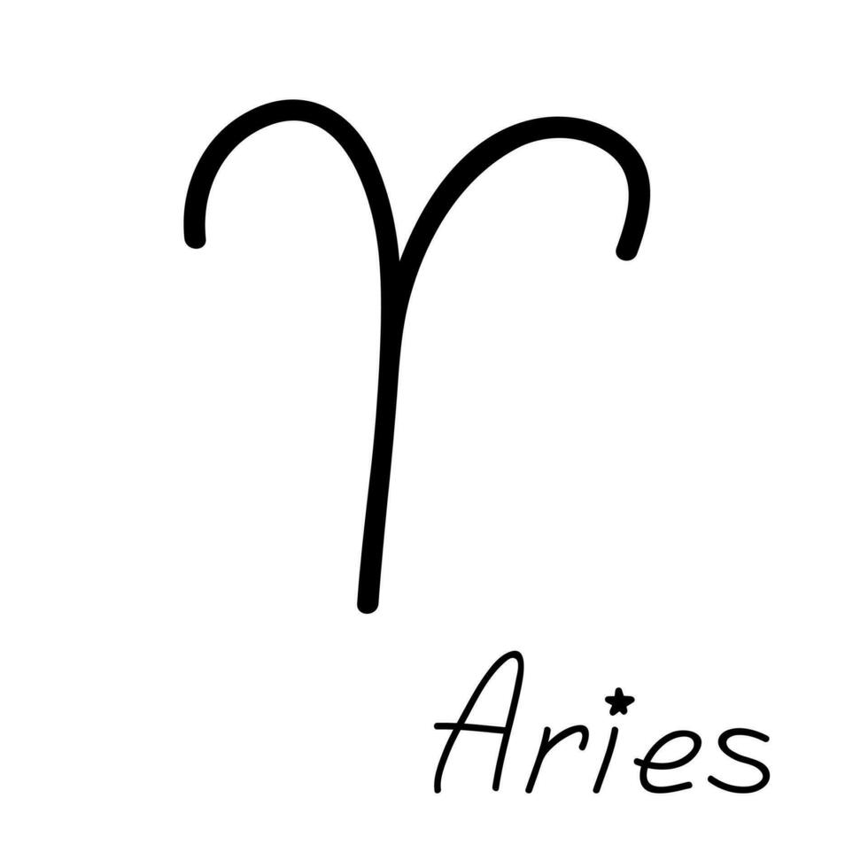 Hand drawn aries zodiac sign Esoteric symbol doodle Astrology clipart Element for design vector