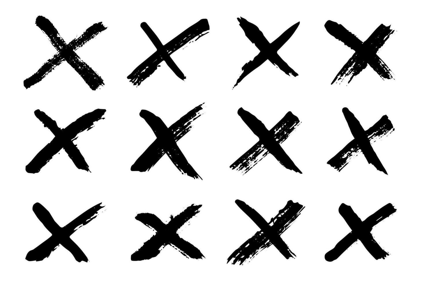 Hand drawn cross mark doodle set. Marker wrong sign clipart. Ink scribble checkbox. Single element vector