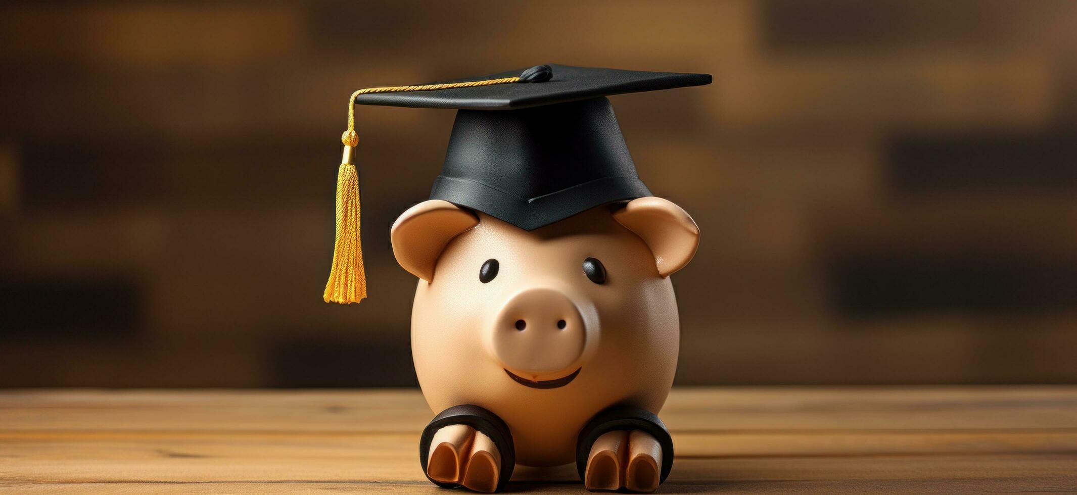 ai generado un cerdito banco es vistiendo un graduación gorra foto