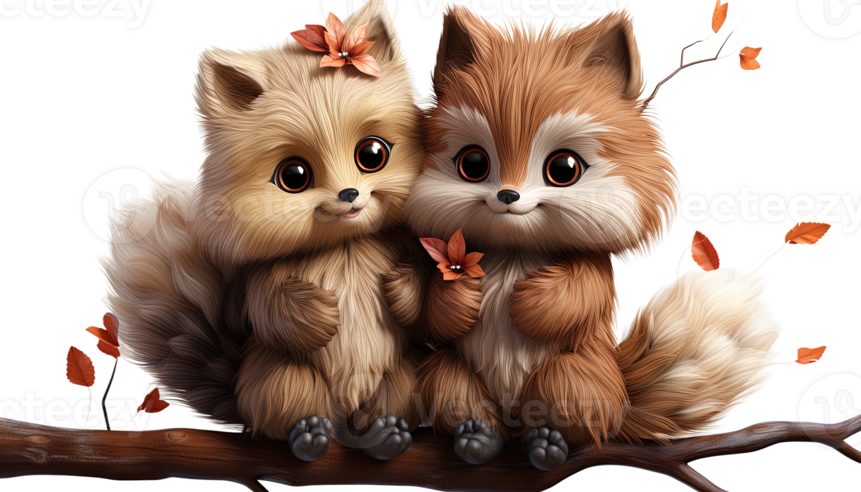 AI generated Cute Animals in Love, Adorable Wildlife Clipart, Loving Pets, Valentine's Critters png