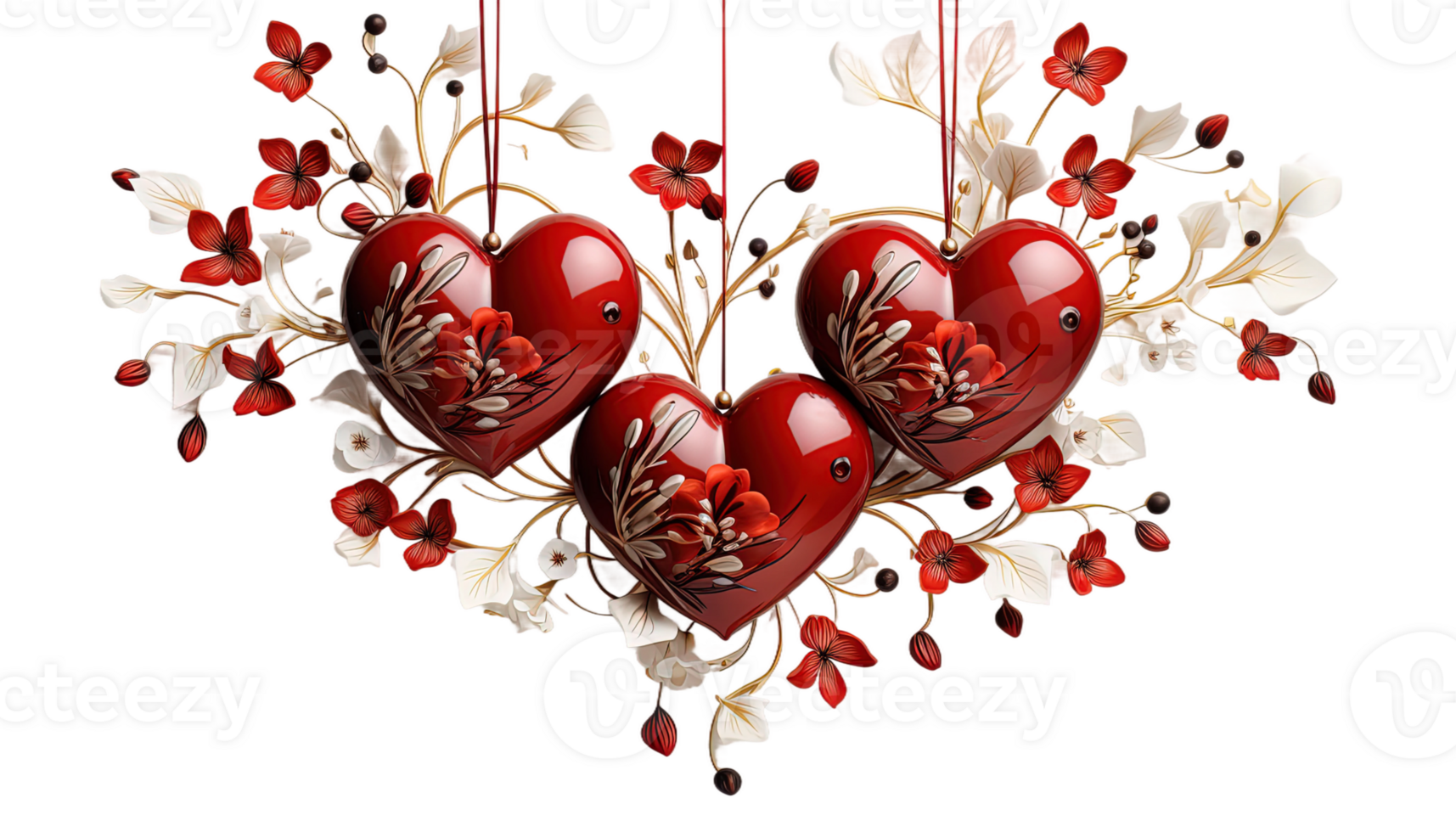 AI generated Romantic Accents, Valentine's Day Decorative Ornaments, Heart-themed Enhancements, Valentine's day background, flowers, card, design png