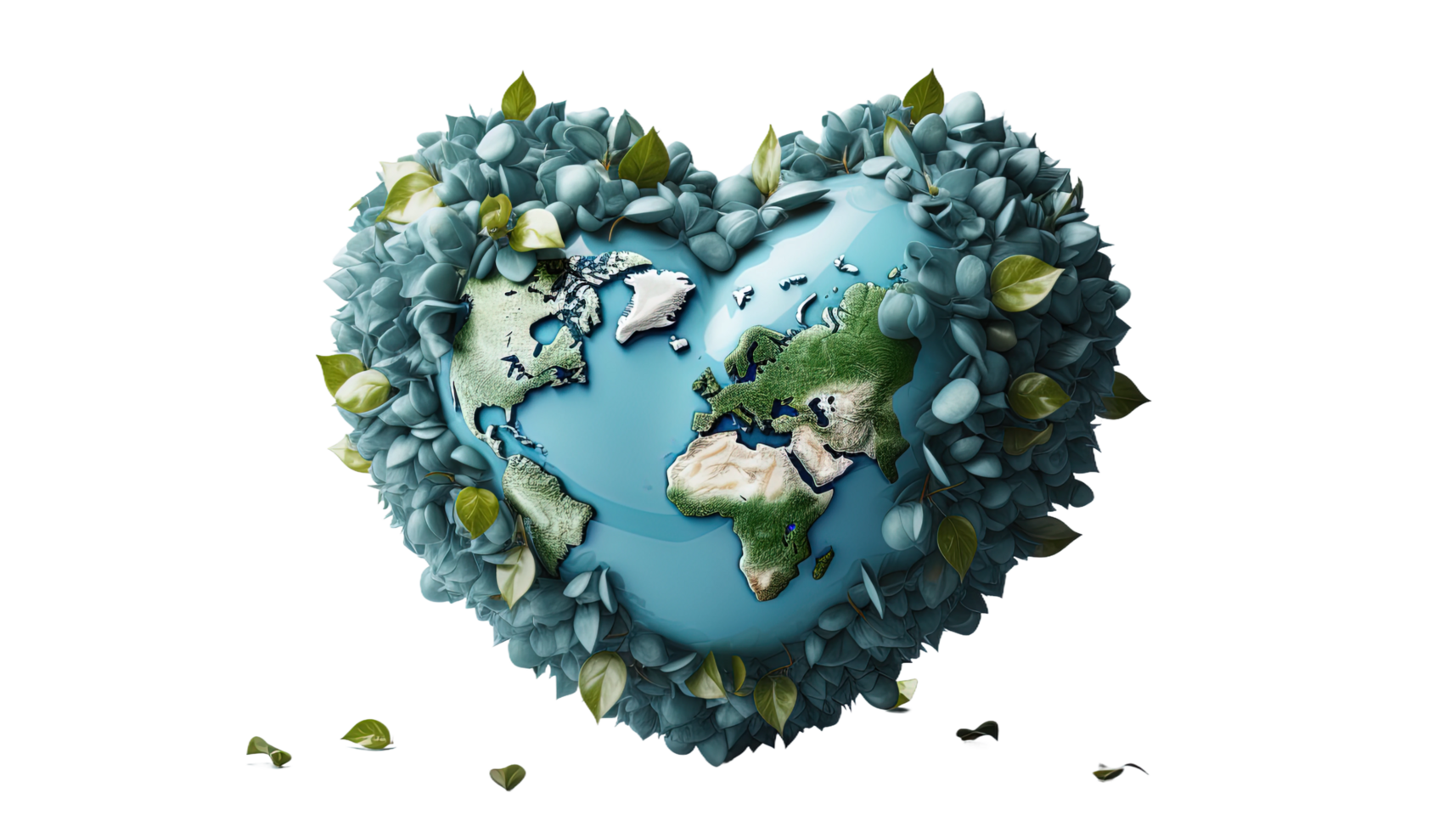 AI generated Heart-shaped World, Love Planet Clipart, Globe of Affection, World Map Design, Loving Globe, Affectionate Earth PNG, Valentines Day greeting card concept. Mothers Day, anniversary design png