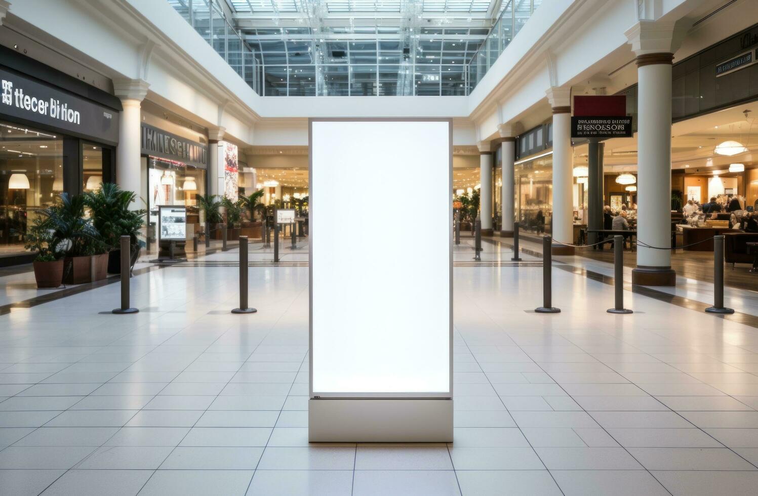 AI generated a standing poster display in a shopping mall photo