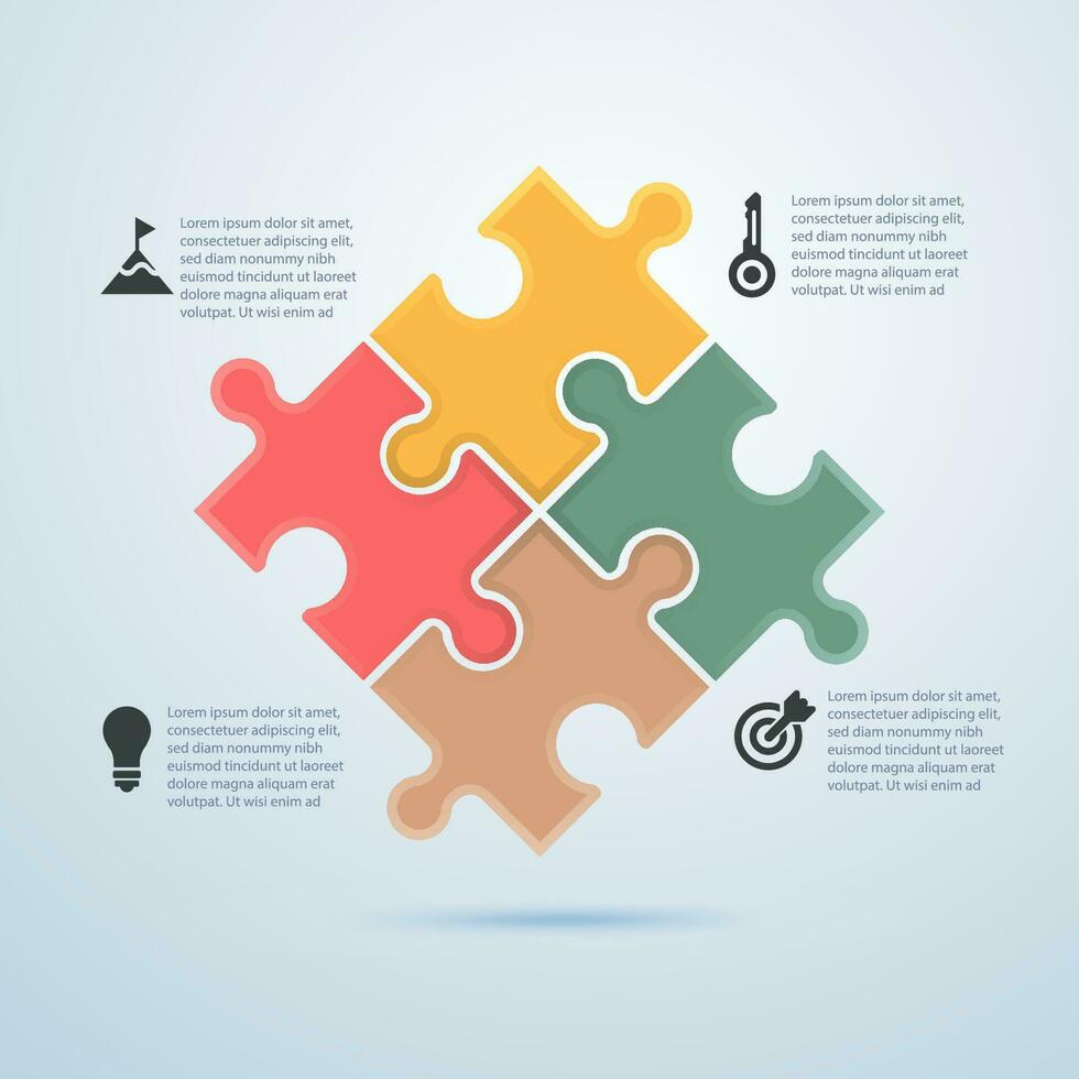 business infographics presented by puzzle jigsaw elements vector