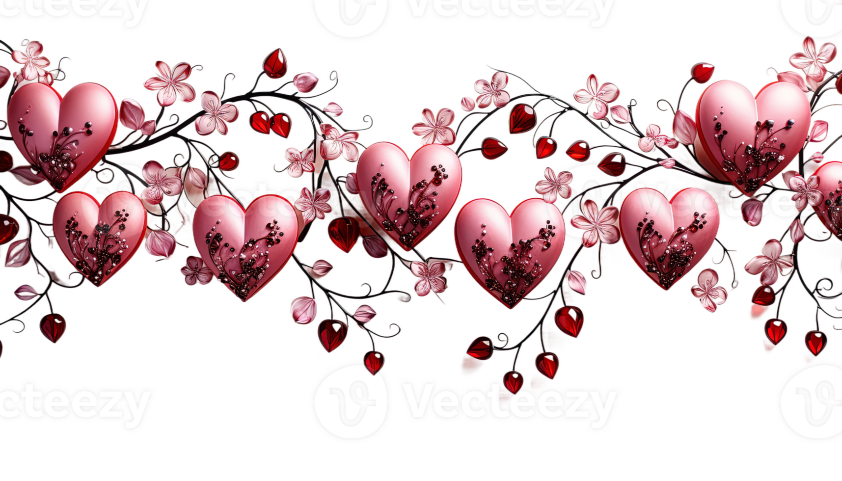 ai generiert Valentinstag Tag Dekor, Liebe Dekorationen, romantisch Ornamentik, herzlich Akzent, Liebe Ornamente, Valentinstag Hintergrund, Gruß Karte Konzept, Banner Dekoration, Feier, romantisch png