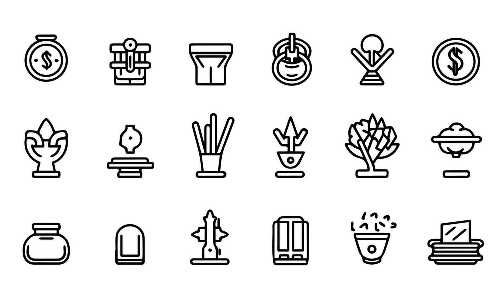 Set of simple black and white icons on the theme of finance. vector