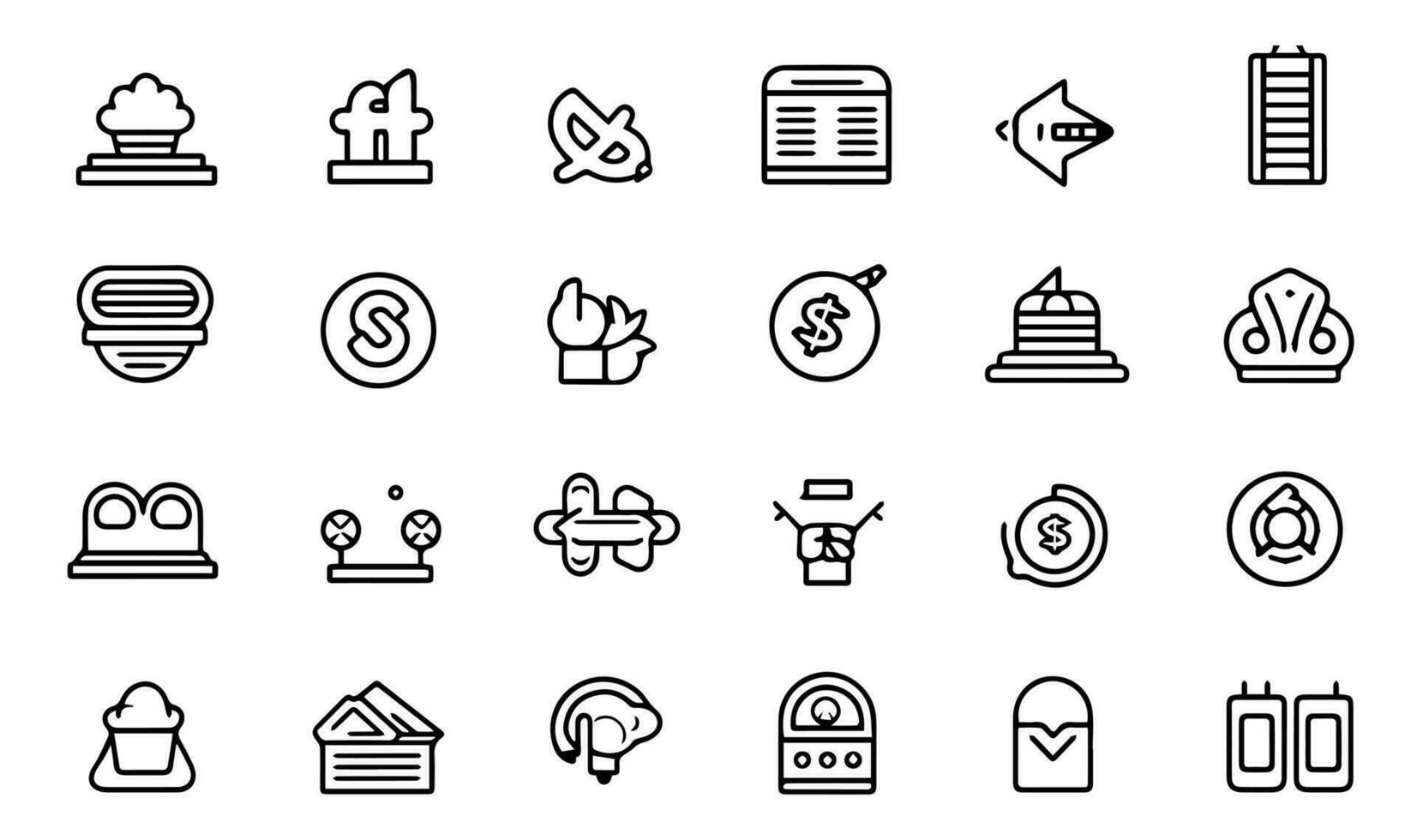 Set of simple black and white icons on the theme of finance. vector