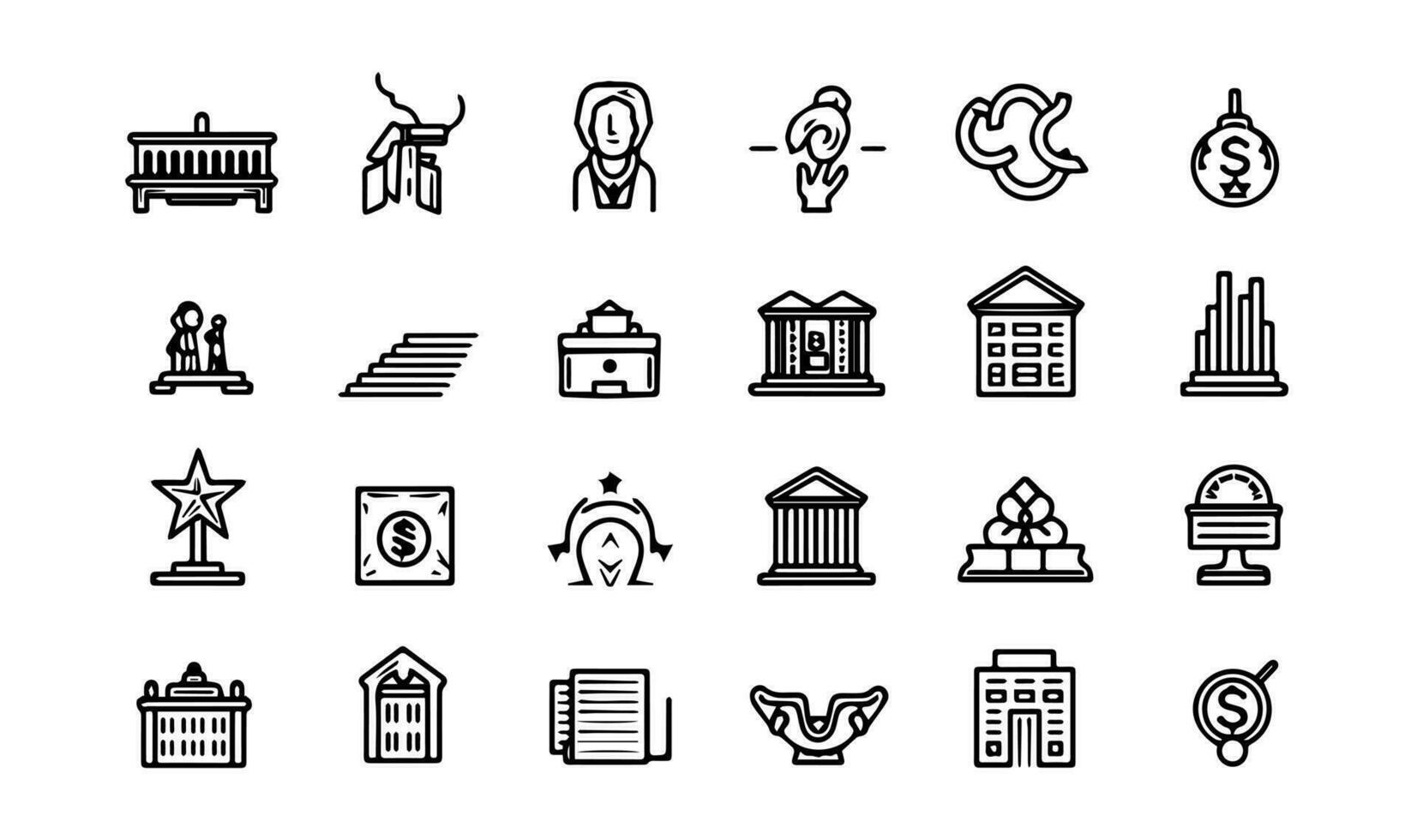 Set of simple black and white icons on the theme of finance. vector