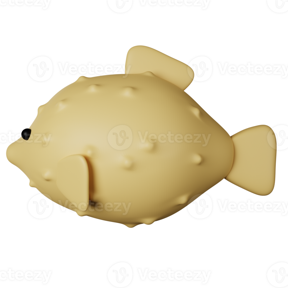 Puffer Fish 3D Icon Illustration png