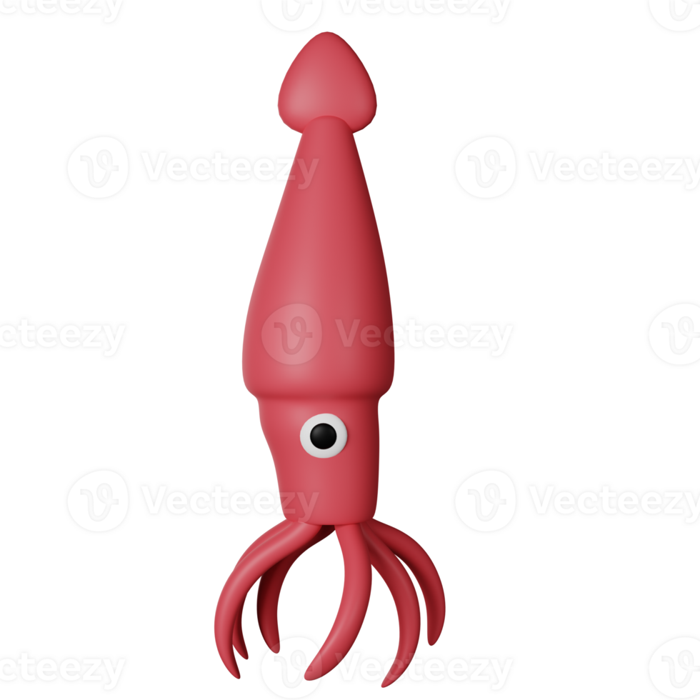 Squid 3D Icon Illustration png