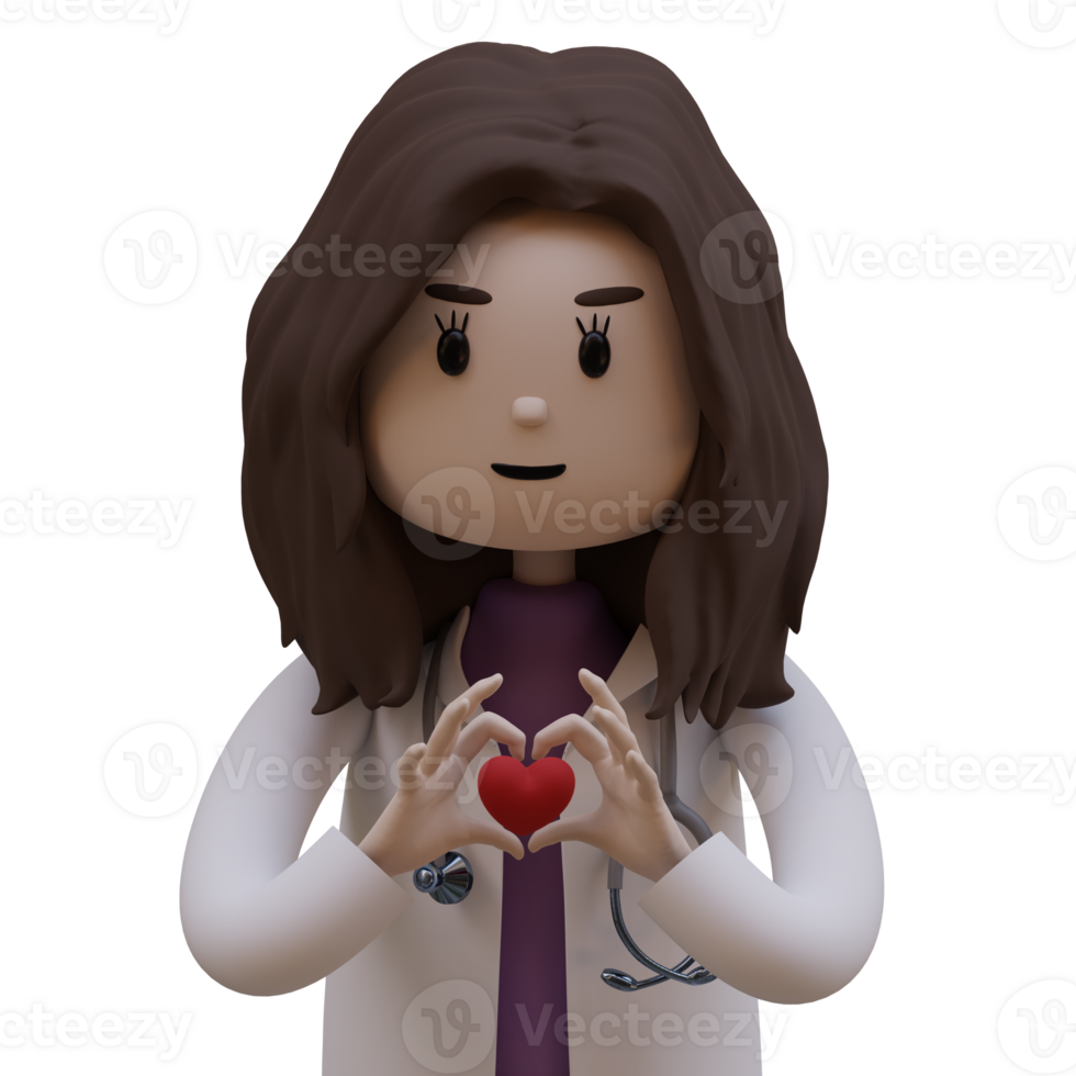 Female doctor with kidneys 3d icon isolated png