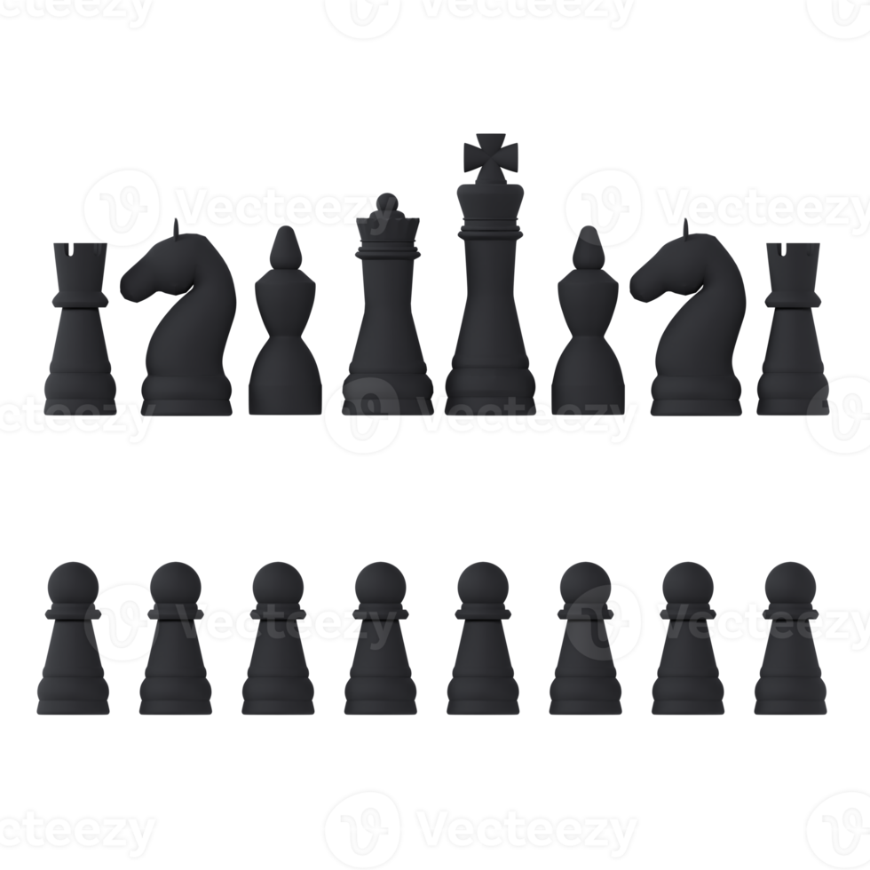 Black chess figures 3d icon isolated png