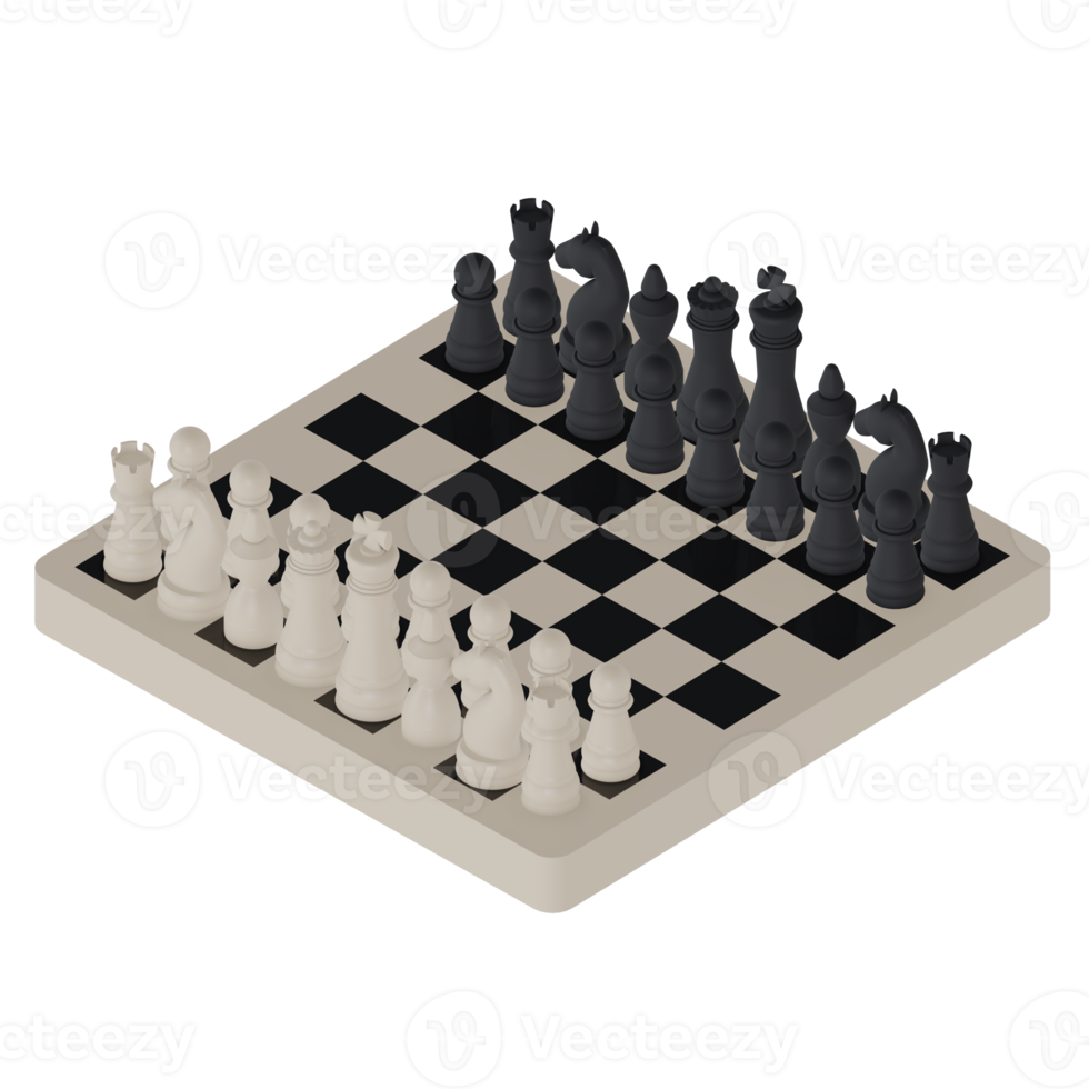 A chess board with white and black figures on it png