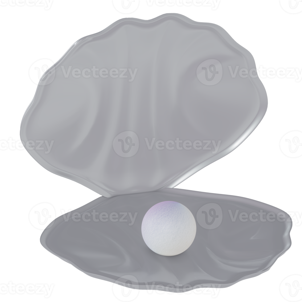 3d rendered seashell with pearl icon isolated png