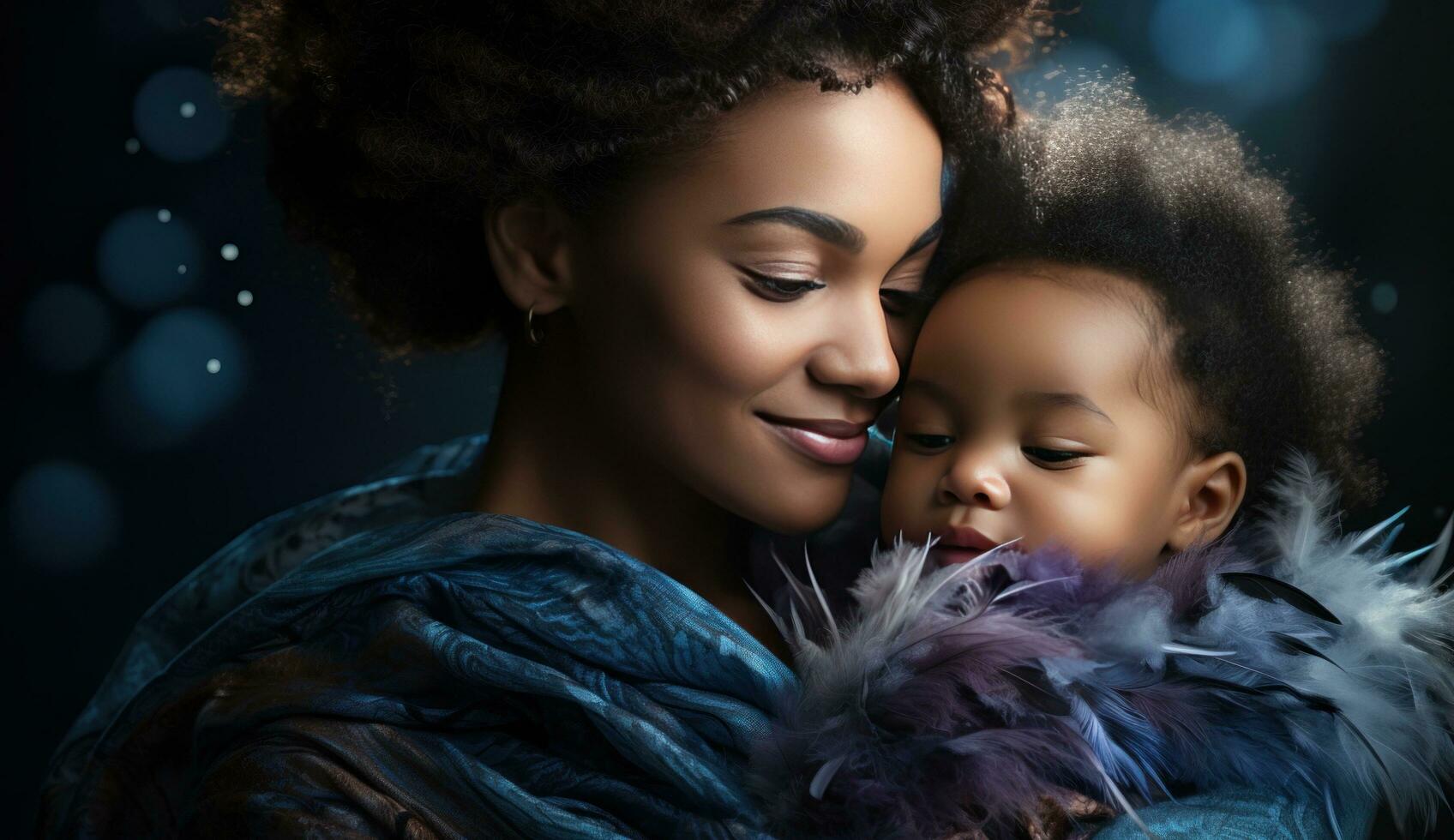 AI generated an adult woman with her baby in her arms photo