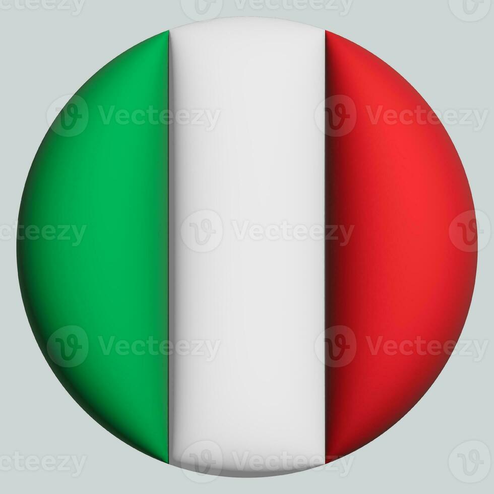 3D Flag of Italy on circle photo