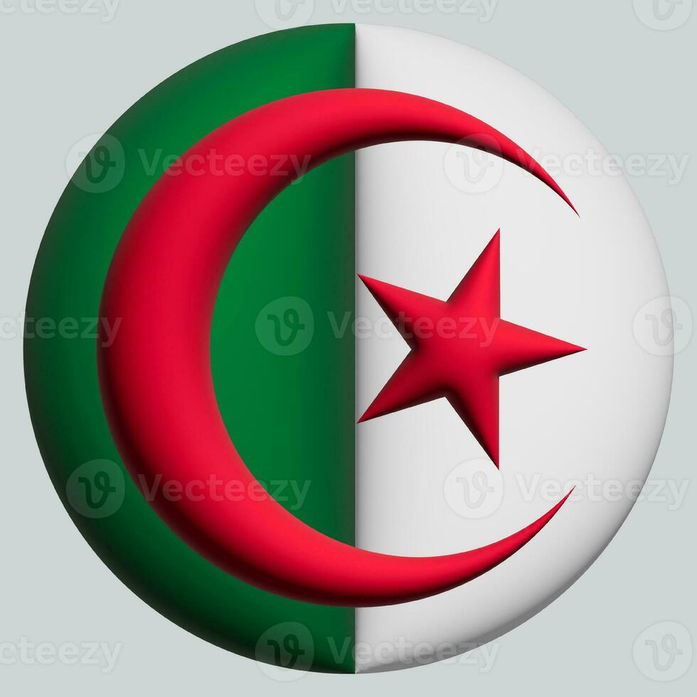 3D Flag of Algeria on circle photo