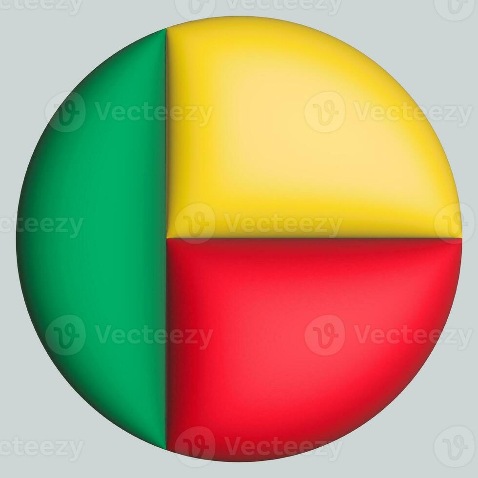 3D Flag of Benin on circle photo