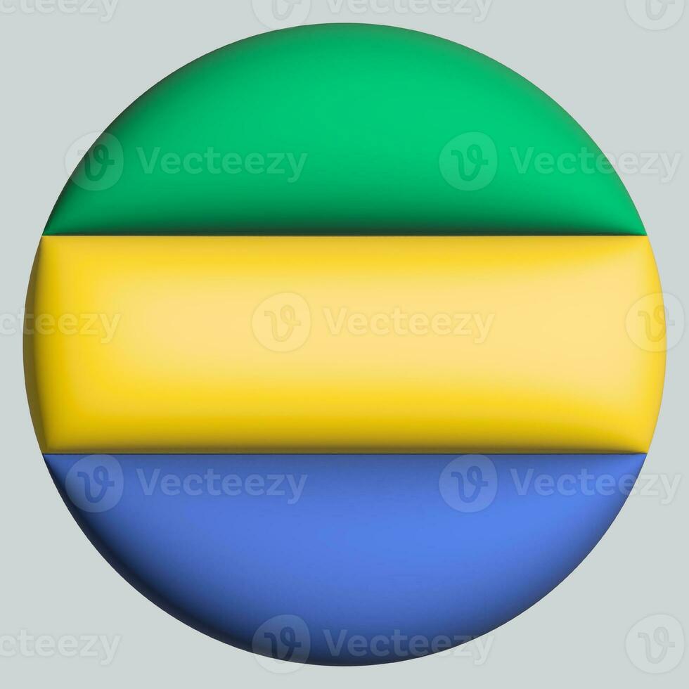 3D Flag of Gabon on circle photo