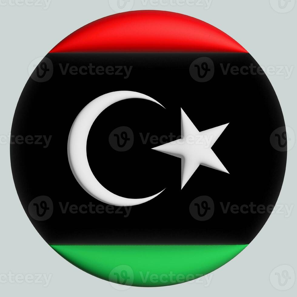 3D Flag of Libya on circle photo