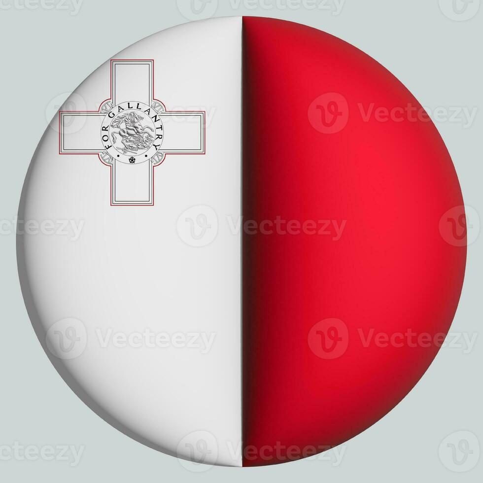 3D Flag of Malta on circle photo
