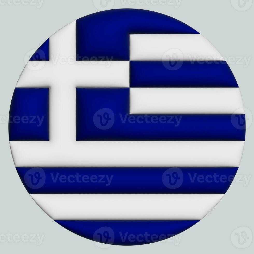 3D Flag of Greece on circle photo