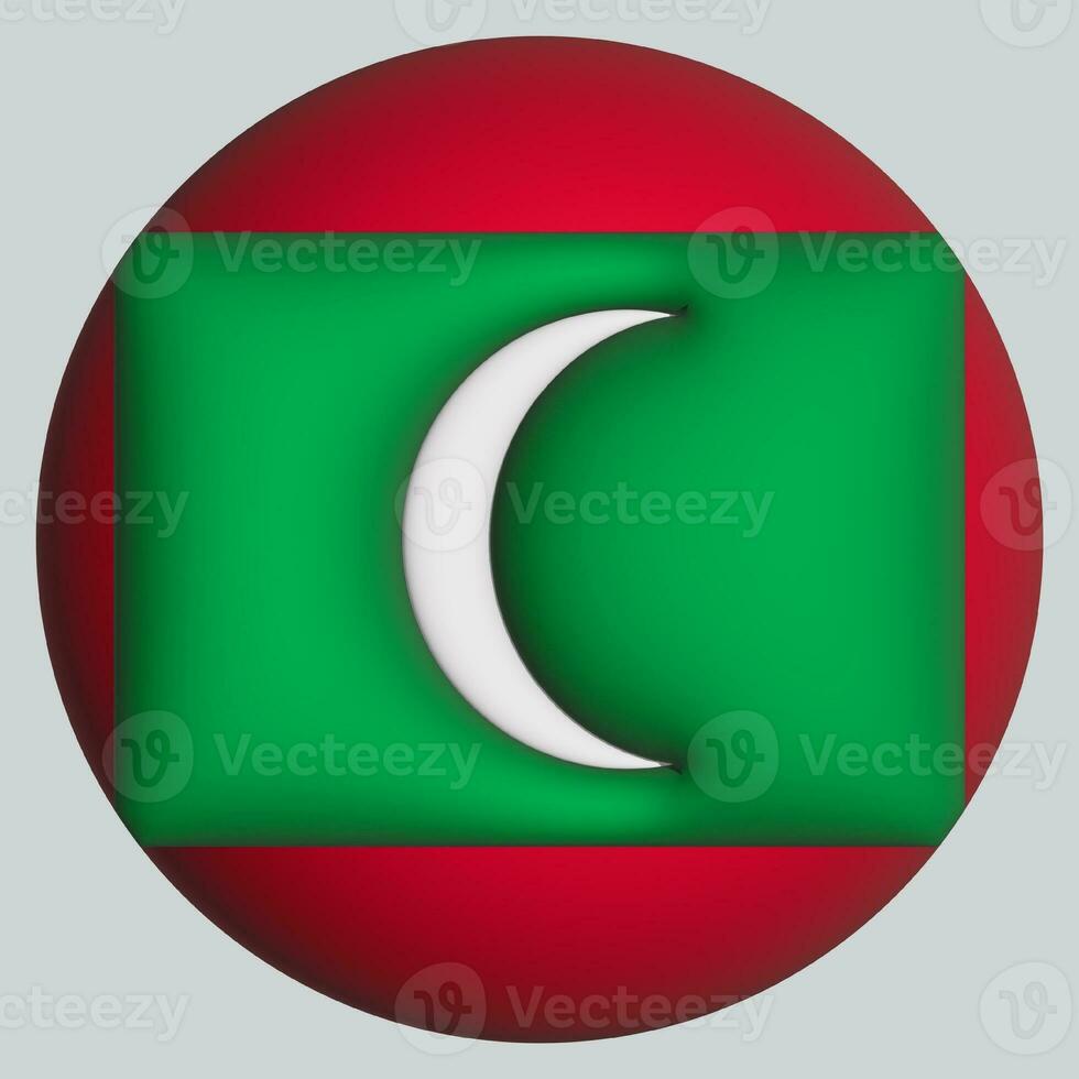 3D Flag of Maldives on circle photo