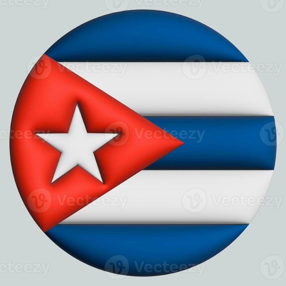 3D Flag of Cuba on circle photo