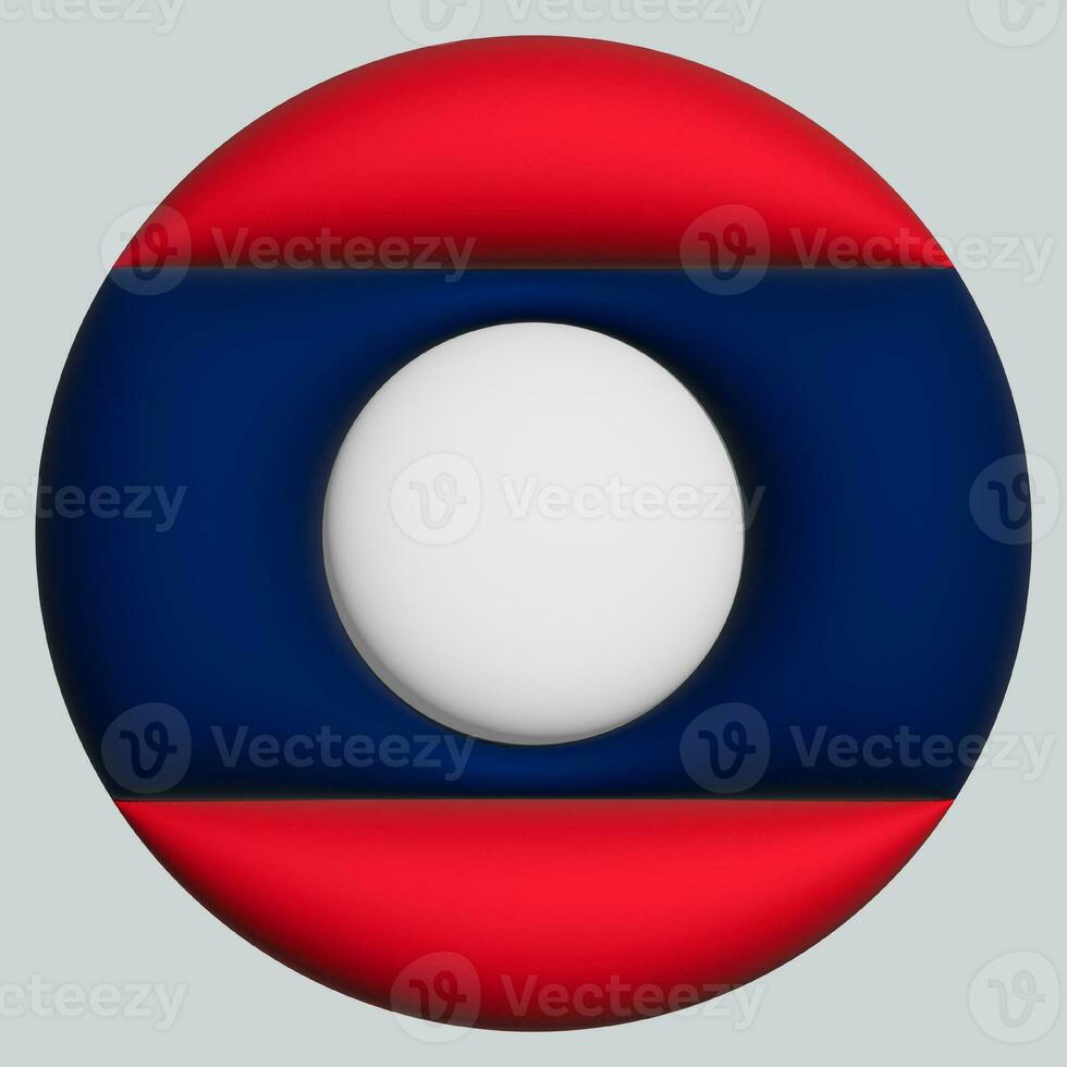 3D Flag of Laos on circle photo