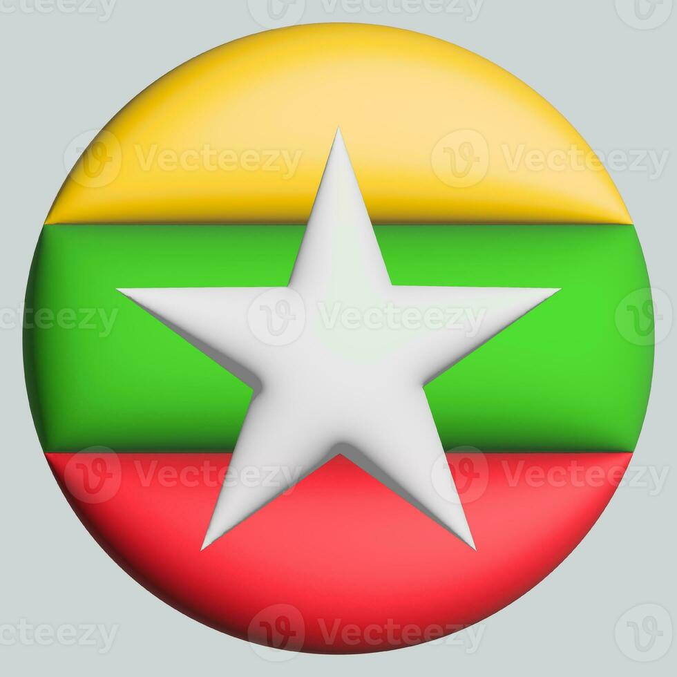 3D Flag of Myanmar on circle photo