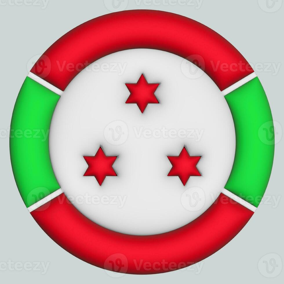 3D Flag of Burundi on circle photo