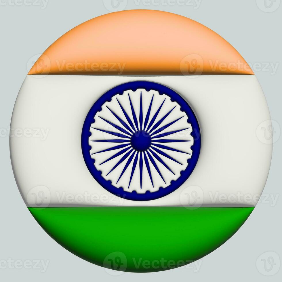 3D Flag of India on circle photo