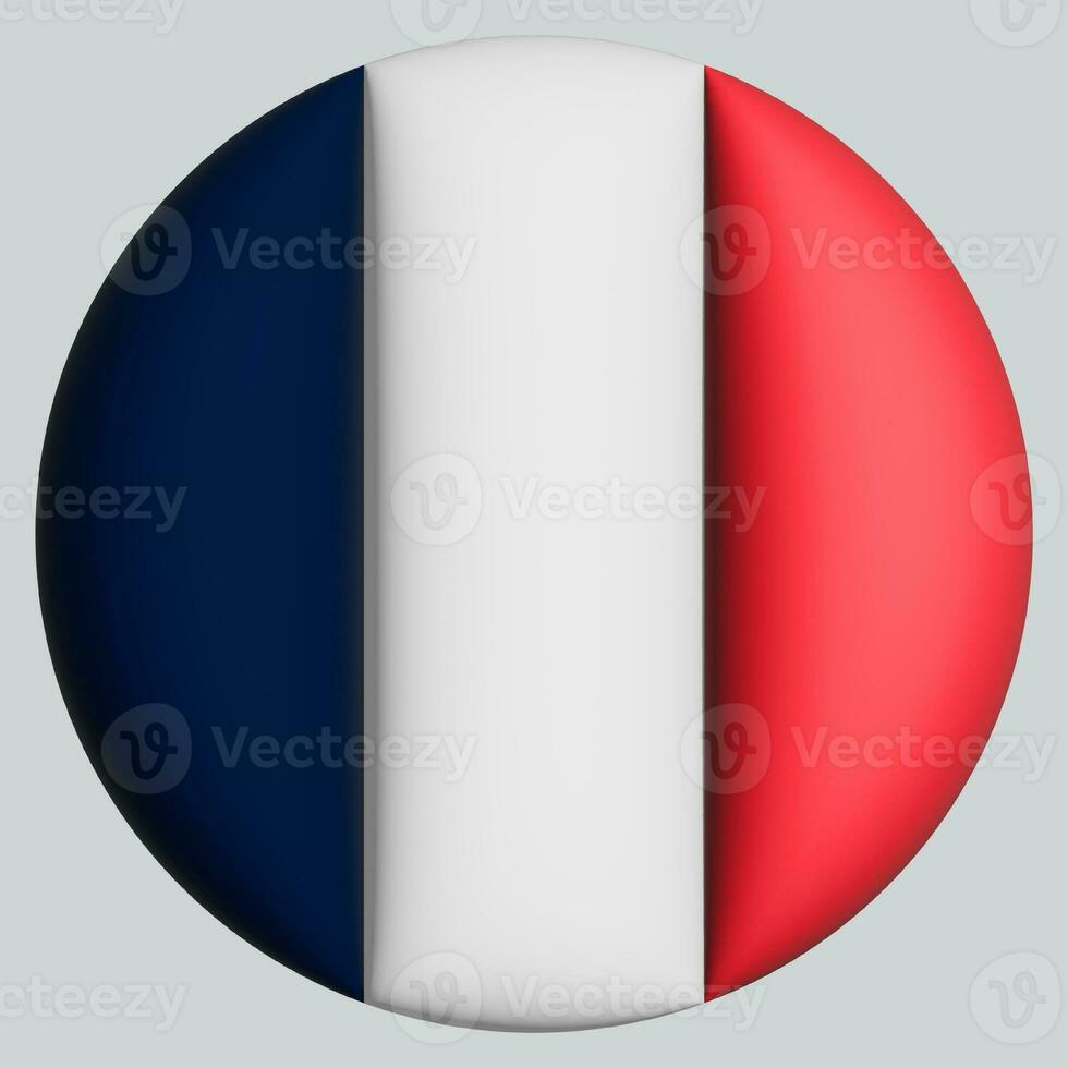 3D Flag of France on circle photo