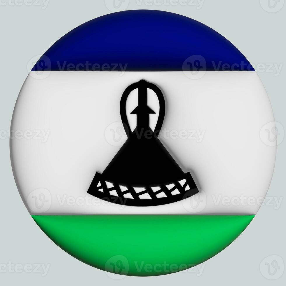 3D Flag of Lesotho on circle photo