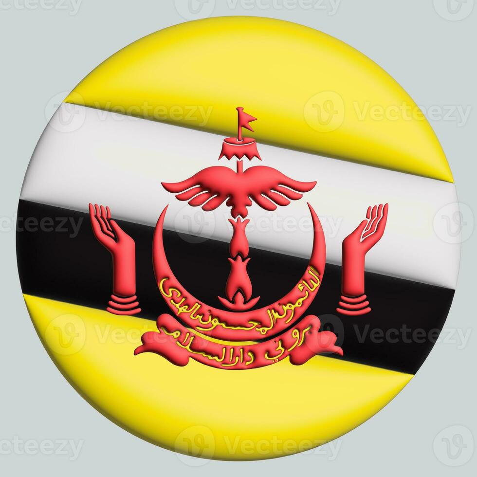 3D Flag of Brunei on circle photo